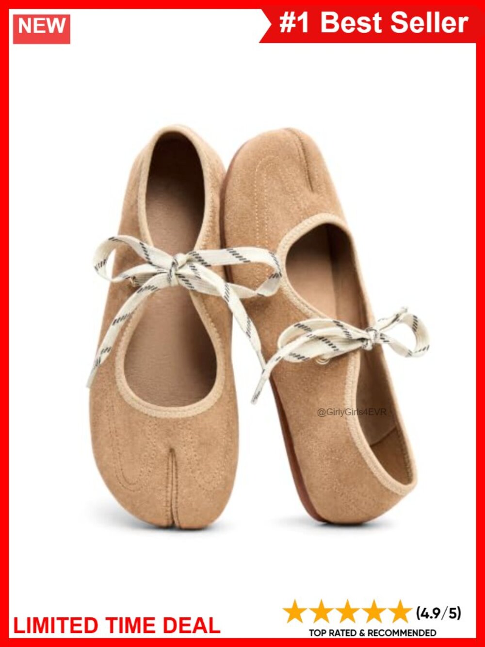 Tabi Flats Split Toe Lace Up Ballet Flats Faux Suede Casual